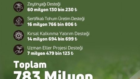 800 milyon TL’ye yakın tarımsal destekleme hesaplarda
