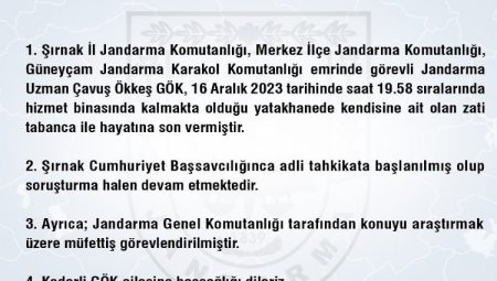 Şırnak’ta Uzman Çavuş’un intiharıyla ilgili soruşturma genişletildi