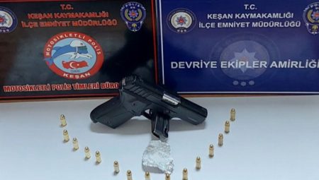 Keşan’da üzerinde ruhsatsız silah bulunan şahıs yakalandı