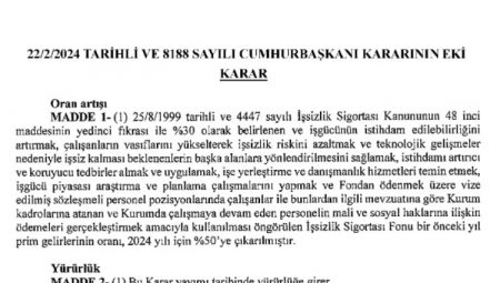 İşsizlik Sigortası Fonu’nda prim gelir oranı yüzde 50’ye çıkarıldı