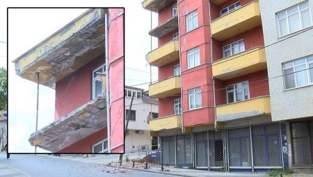 Sancaktepe’de faciadan dönüldü1 5 katlı binanın balkonu çöktü