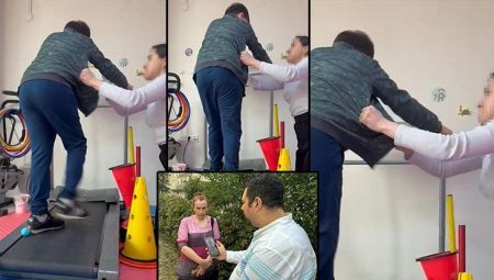 Aileye kazara gönderilen skandal kayıt! Koşu bandında dayak