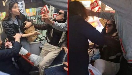 Tramvayda koltuk kavgası! Anne ile kıza tükürdü, küfürler havada uçuştu