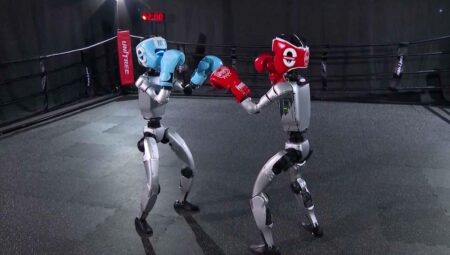 Dünyanın birinci insansı robot boksu Çin’de yapıldı: Çelik yumruklar havada uçtu