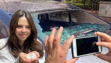 Kentte devasa büyüklükte dolu yağdı! Hatıra fotoğrafı çektirdiler