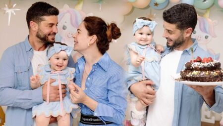 Ünlü çift bebeklerinin yüzünü birinci kere gösterdi! Mira Milena 1 yaşına girdi